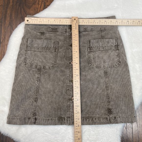 PrAna Merrigan Skirt 10 Corduroy Stretch Button-Through Brown Women's - Picture 7 of 11